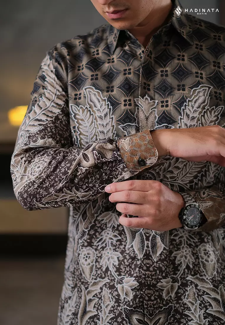 Hadinata Batik Pria Kemeja Panjang Furing Dobby Manadapala Black