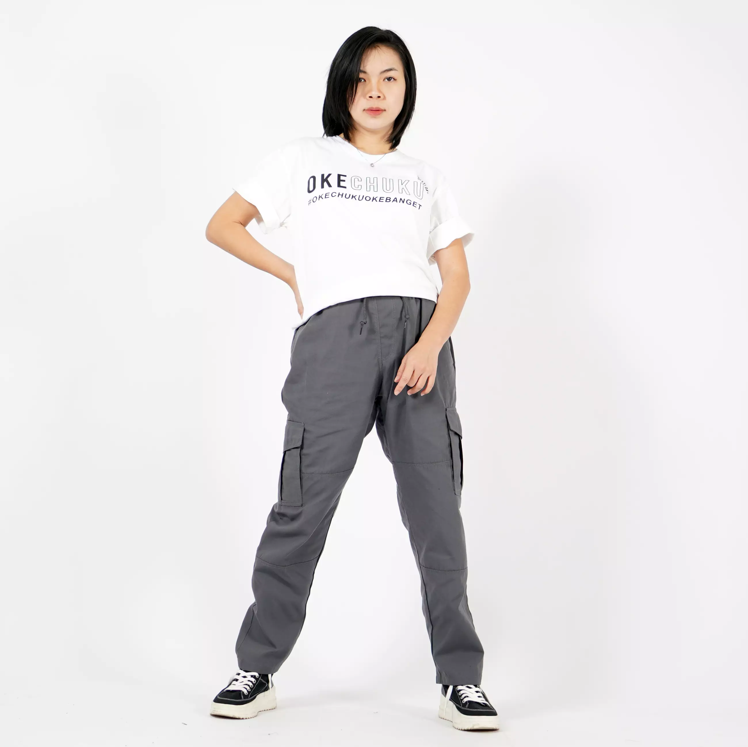  DESSY Celan Cargo Wanita Cargo Pants Wanita Celana Tactical - ABU