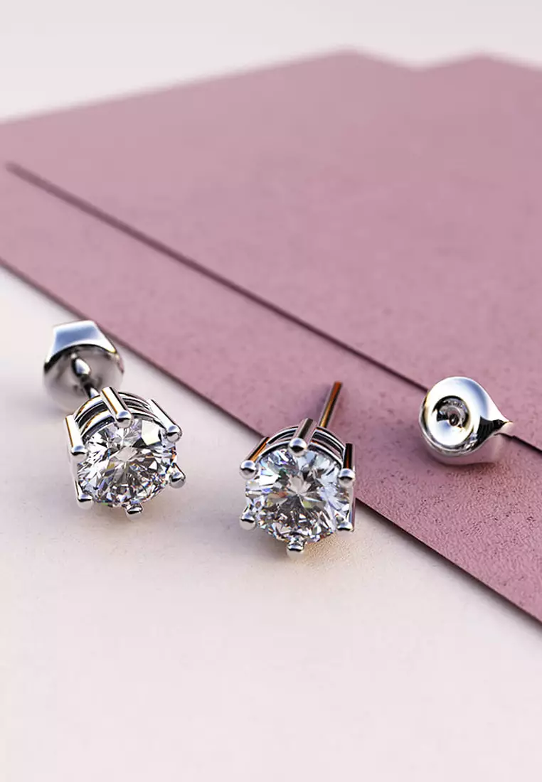 Cindy Stud Earrings Embellished with SWAROVSKI® crystals-White Gold/Clear
