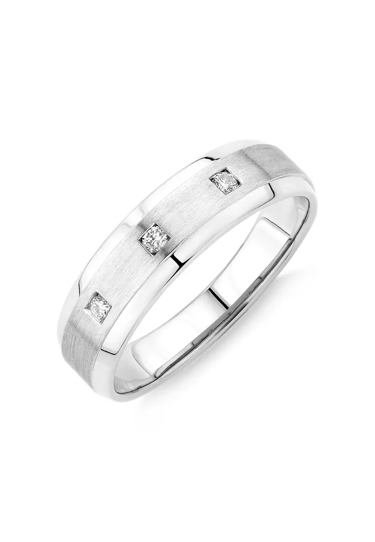 Buy Michael Hill Men s 0.08 TW Carat Diamond Ring in Platinum with