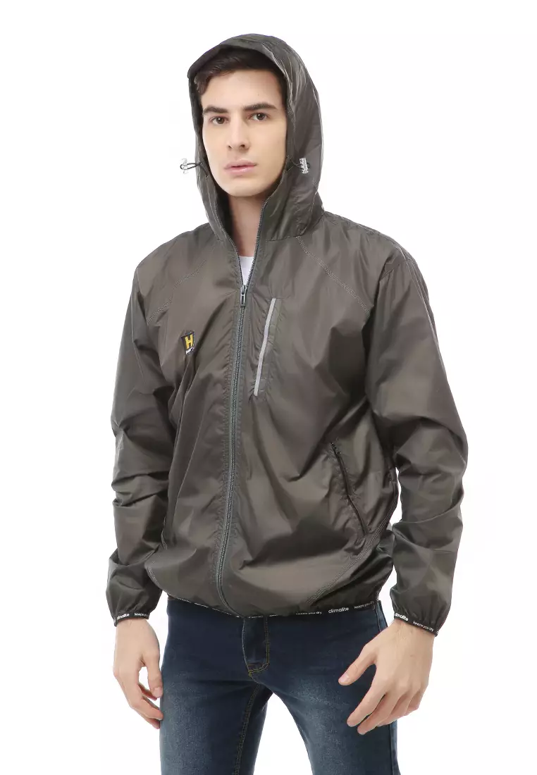 Clover Outerwear Jacket Hoodie Pria Jaket Olahraga List Motive Material Parasut ORIGINAL - Khaki