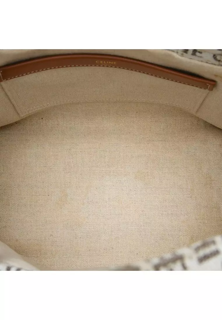 Pre-Loved Celine Small All Over Logo Print Canvas Cuir Triomphe Cabas Thais Satchel