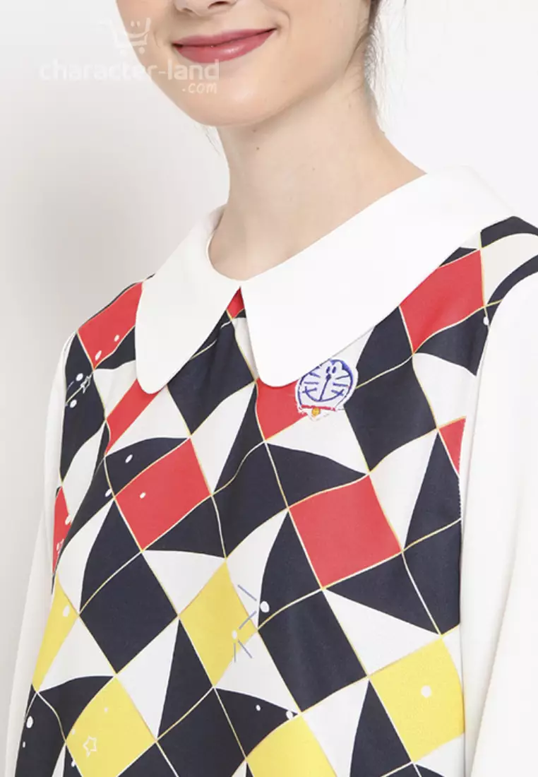 Doraemon Geometric With Vest Pattern Shirt Red