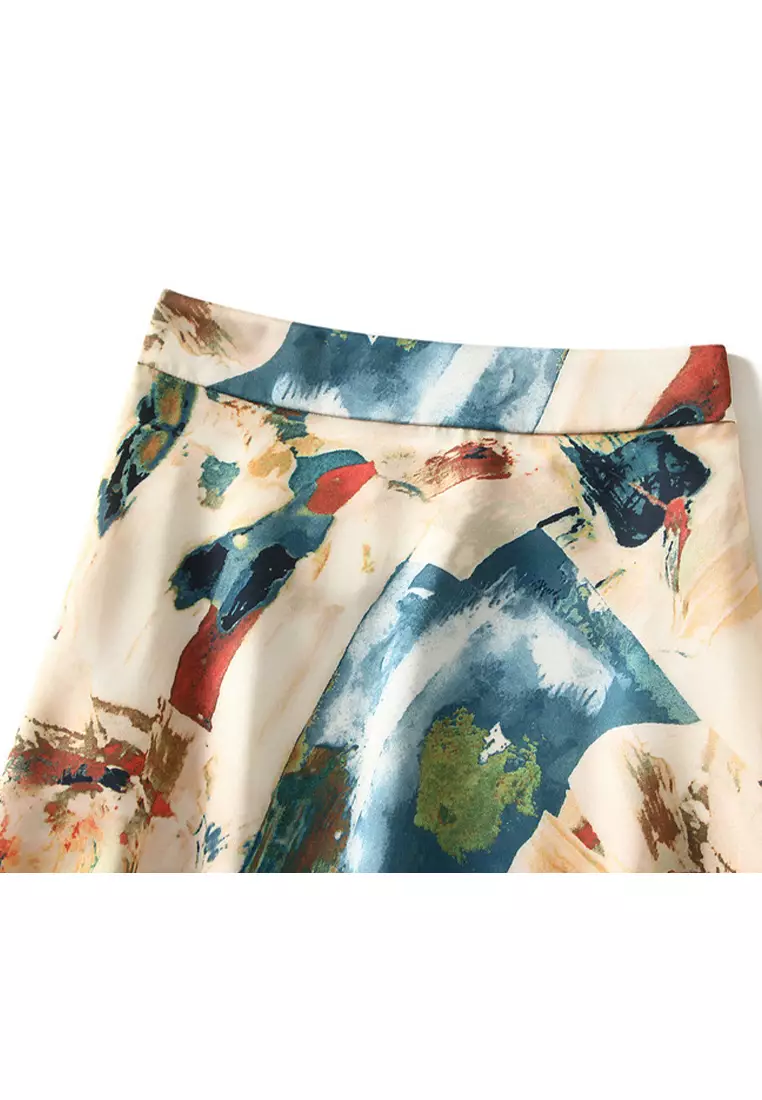 Satin Gorgeous Printed A-Line Skirt AF9901