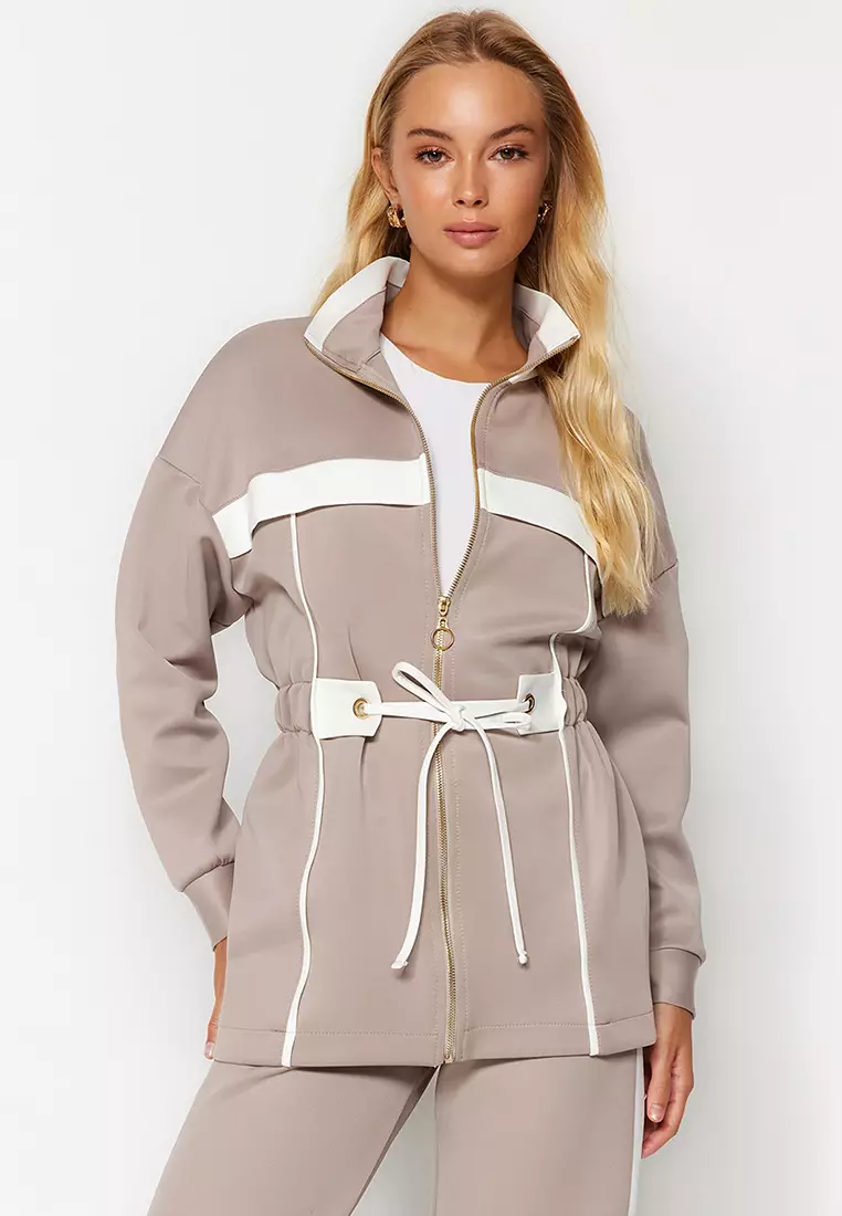 Piping Knitted Scuba Top and Bottom Set