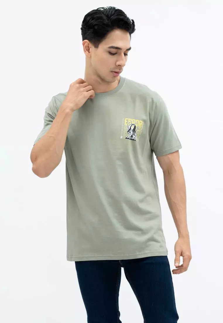 Houseofcuff T-shirt Kaos Motif Error Pendek Sage Green Size S-4XL