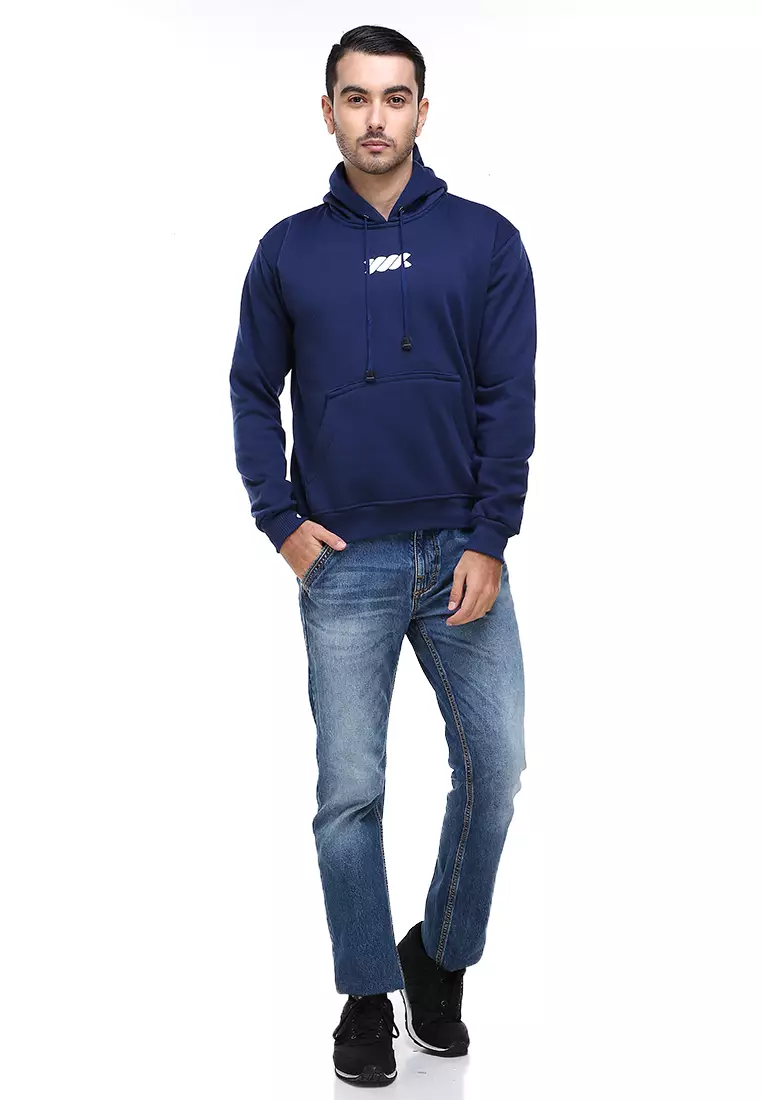 Clover Jaket Hoodie Sweater Pria Chess Centre Casual Jacket Material Fleece ORIGINAL - Navy