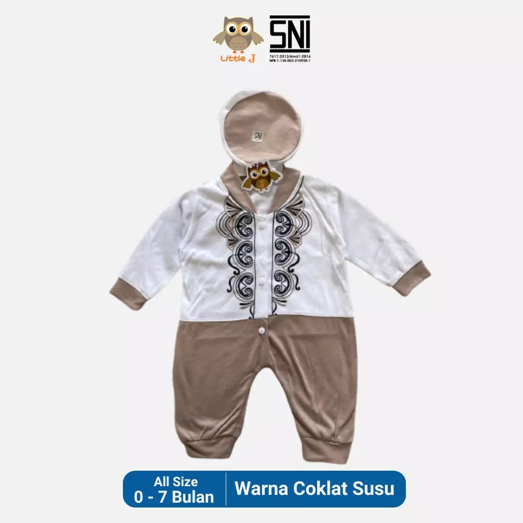 Little J - Koko Set + Peci (Baju Koko baby laki-laki beserta peci) Teracota