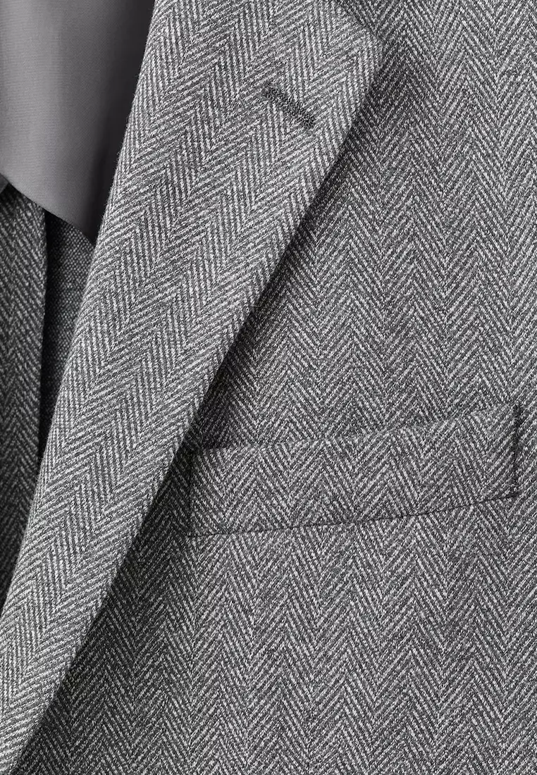 Slim-Fit Herringbone Tailored Jacket