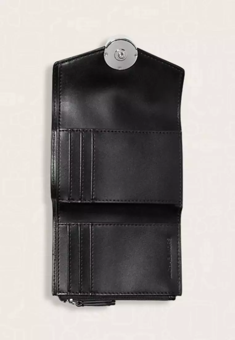 Michael Kors Carmen Medium Crocodile Embossed Tri-Fold Envelope Wallet Black