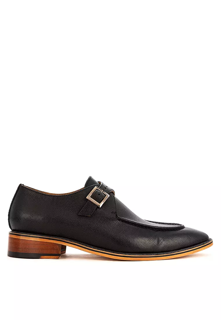 Foster Black Single Monk Strap Shoes