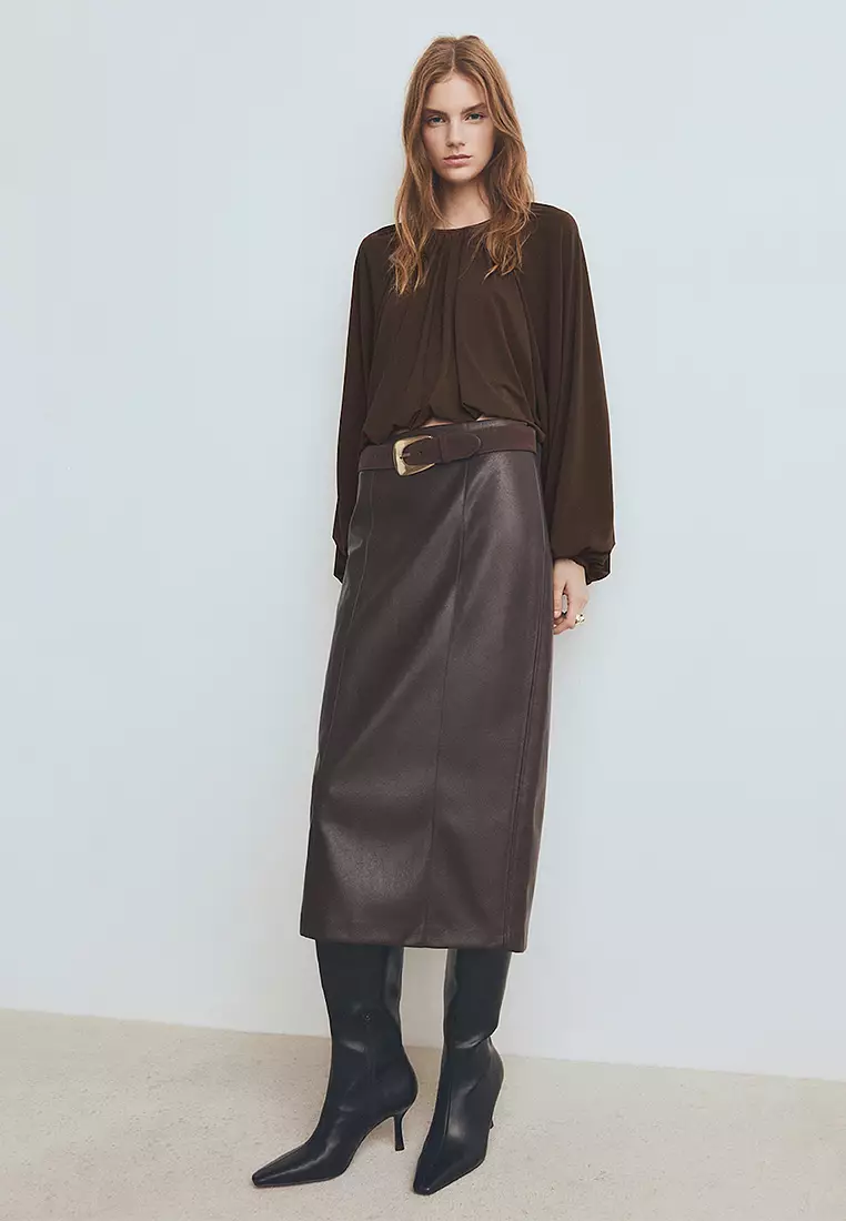 Gathered Blouse With Round Neckline