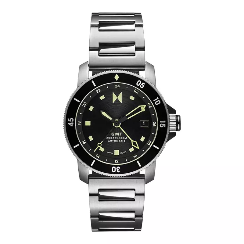 Jam Tangan Pria MVMT Cali 28000331 Men GMT Diver Black Dial Stainless Steel Strap + Extra Strap