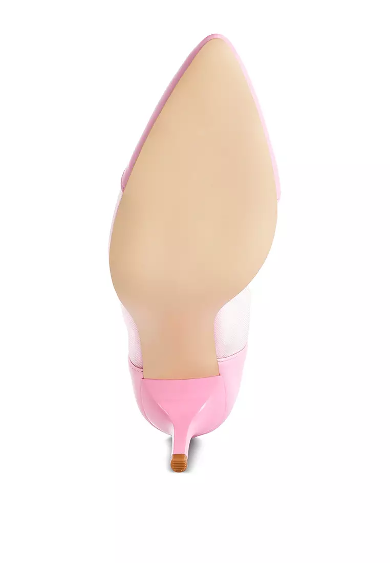 Pompa Tali Pergelangan Kaki Ujung Runcing Merah Muda