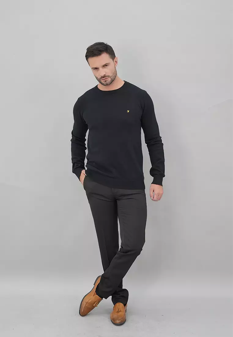 Johnwin - Sweater Pria - Motif Polos - Hitam - ASW.660.D047.004.C-L/S