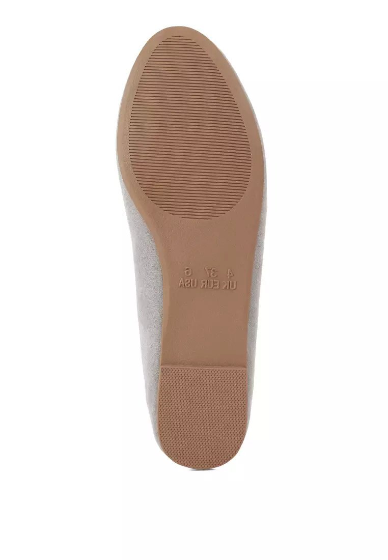 Grey Microfiber Casual Ballerinas