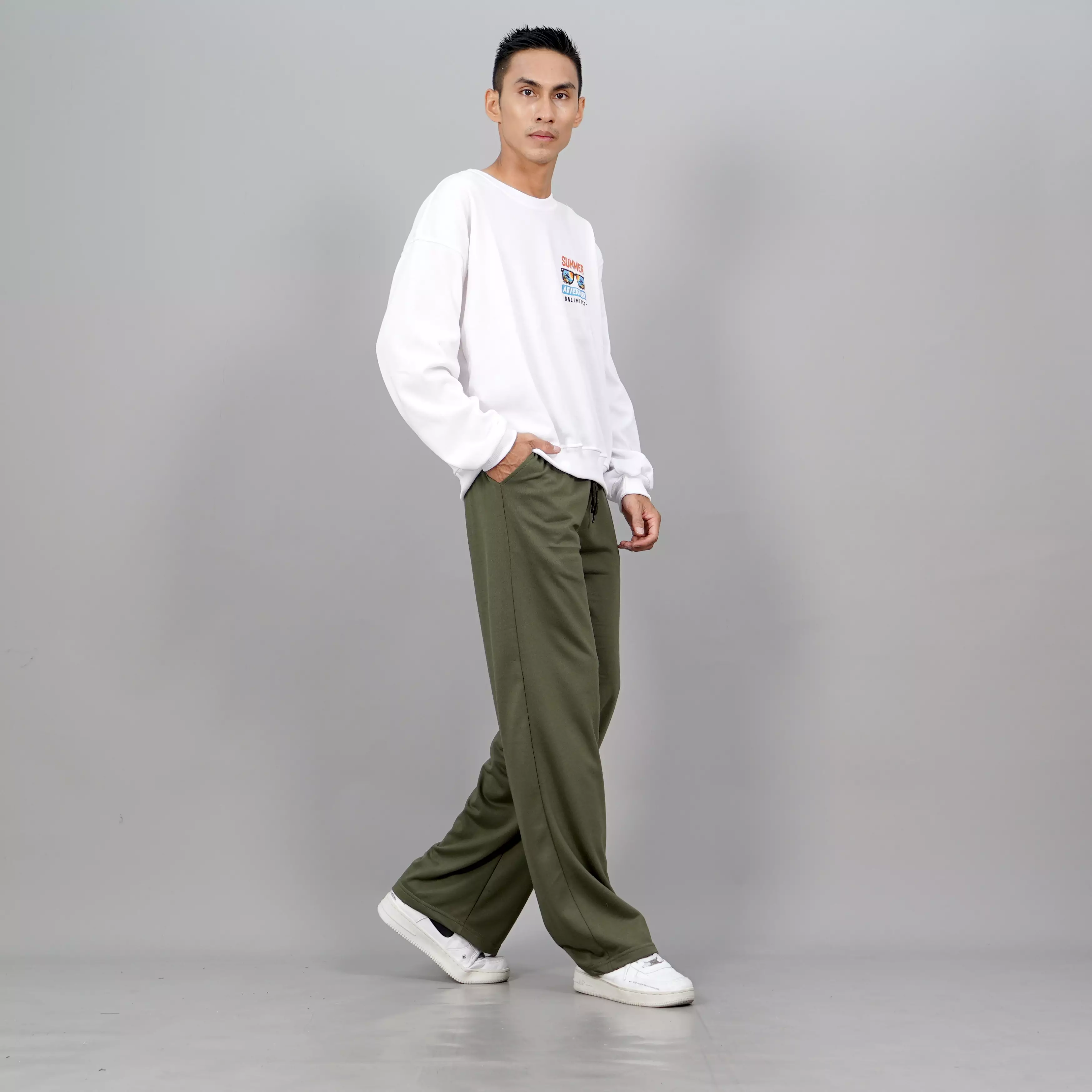  RIO Celana Panjang Pria Celana Loose Pants Pria Baggy Pants - Army