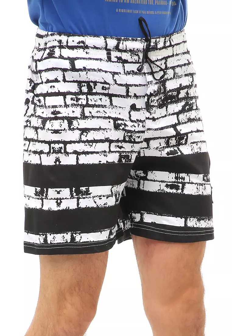Jaymes Short Pants Celana Dalam Boxer Pria Brick Motive Material Cotton ORIGINAL - Black White