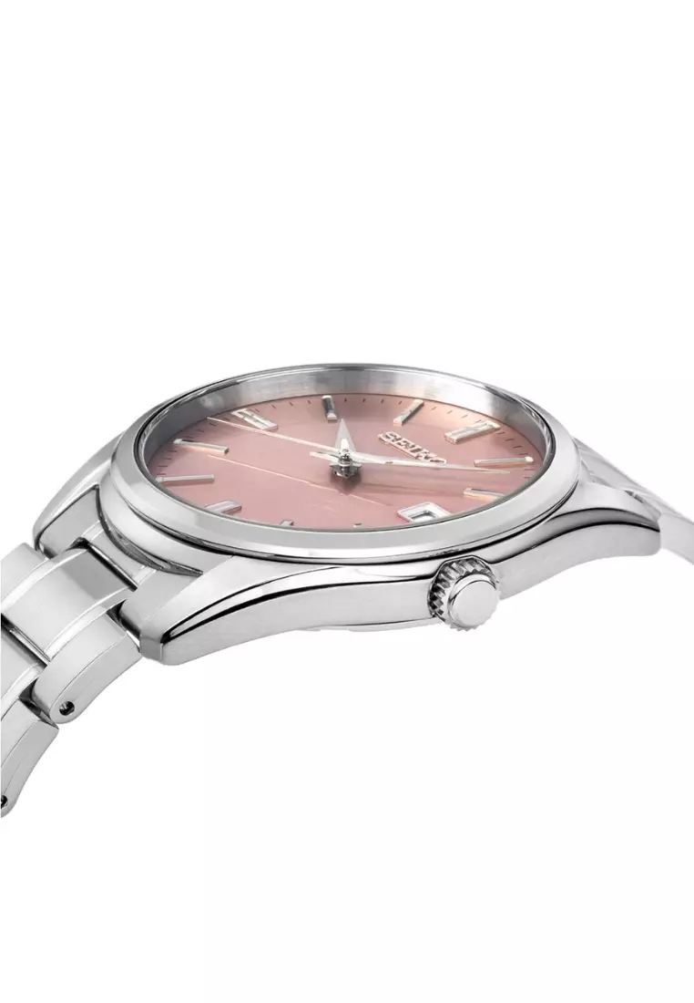 Seiko Gent Essentials Collection Pink Sunray Dial Sapphire Crystal Glass Quartz Watch SUR523P1