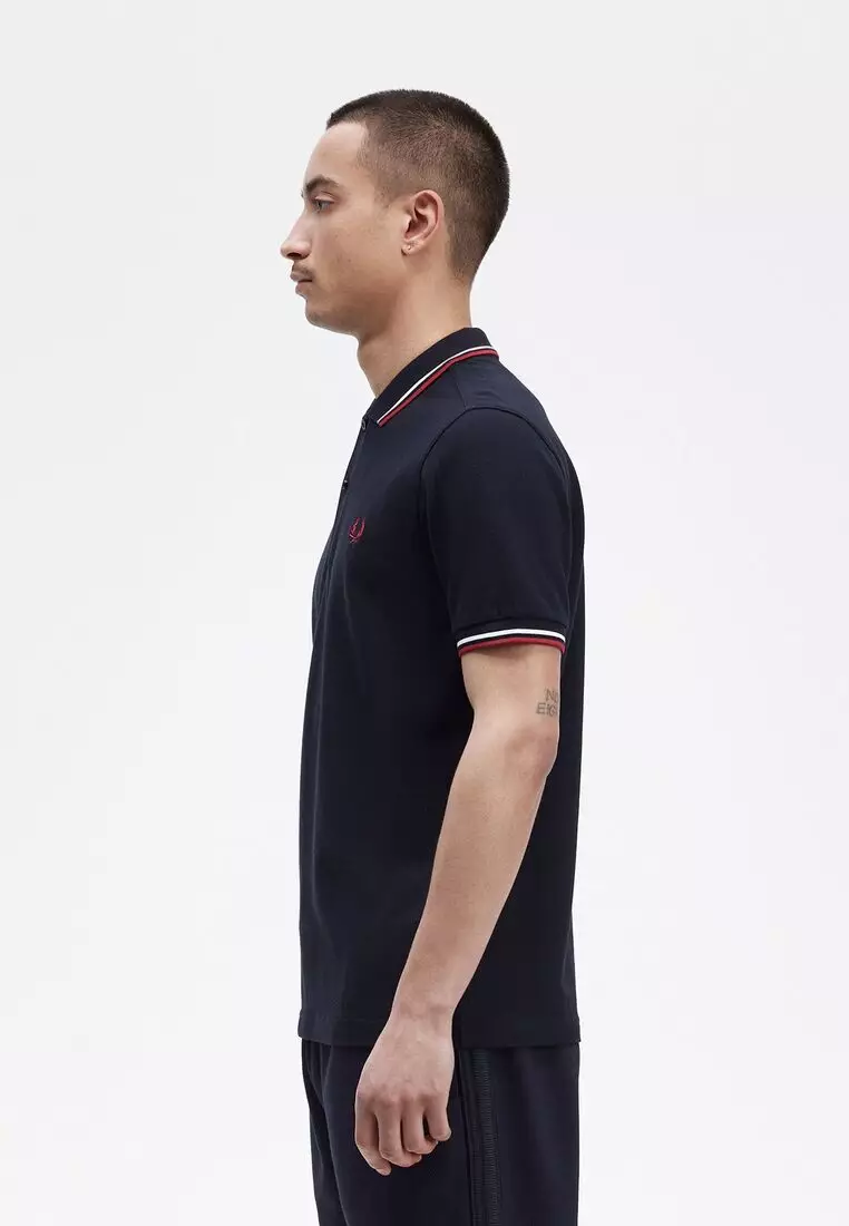 Fred Perry M3600 Twin Tipped Fred Perry Shirt (Navy / Snow White / Burnt Red)