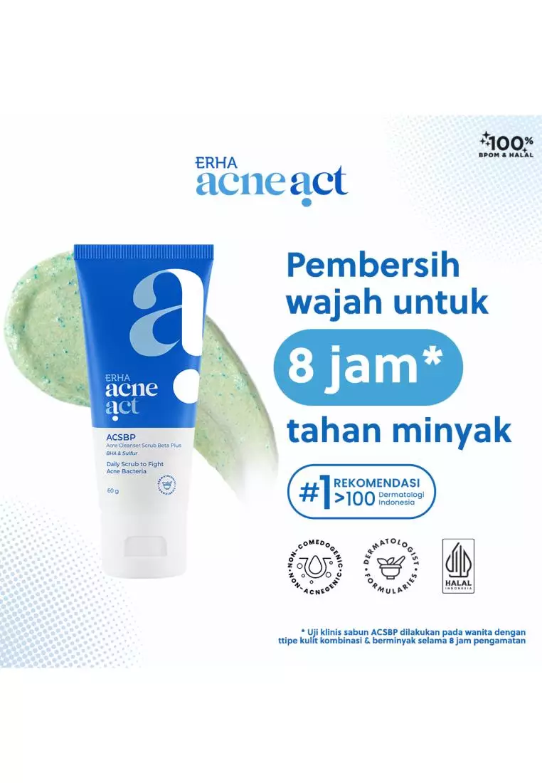 ERHA Acneact ACSBP (Acne Cleanser Scrub Beta Plus) 60g - Sabun Wajah Scrub Kulit Jerawat BHA Sulfur