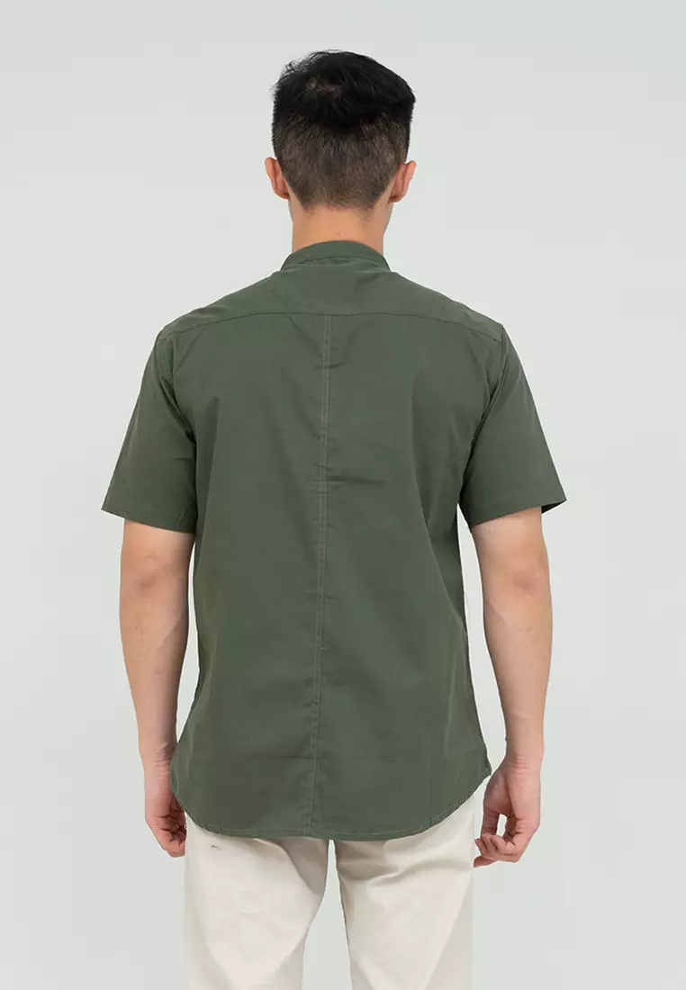 Houseofcuff Baju Koko Kemeja Lengan Pendek Pria Army