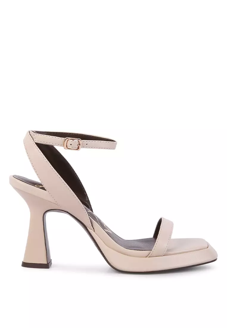 Discount on London Rag  shoes - SKU: Latte Ankle Strap Kitten Heel Sandals