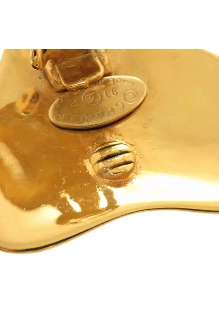 Pre-Loved Chanel Cc Gold Plated Heart Clip On Earrings