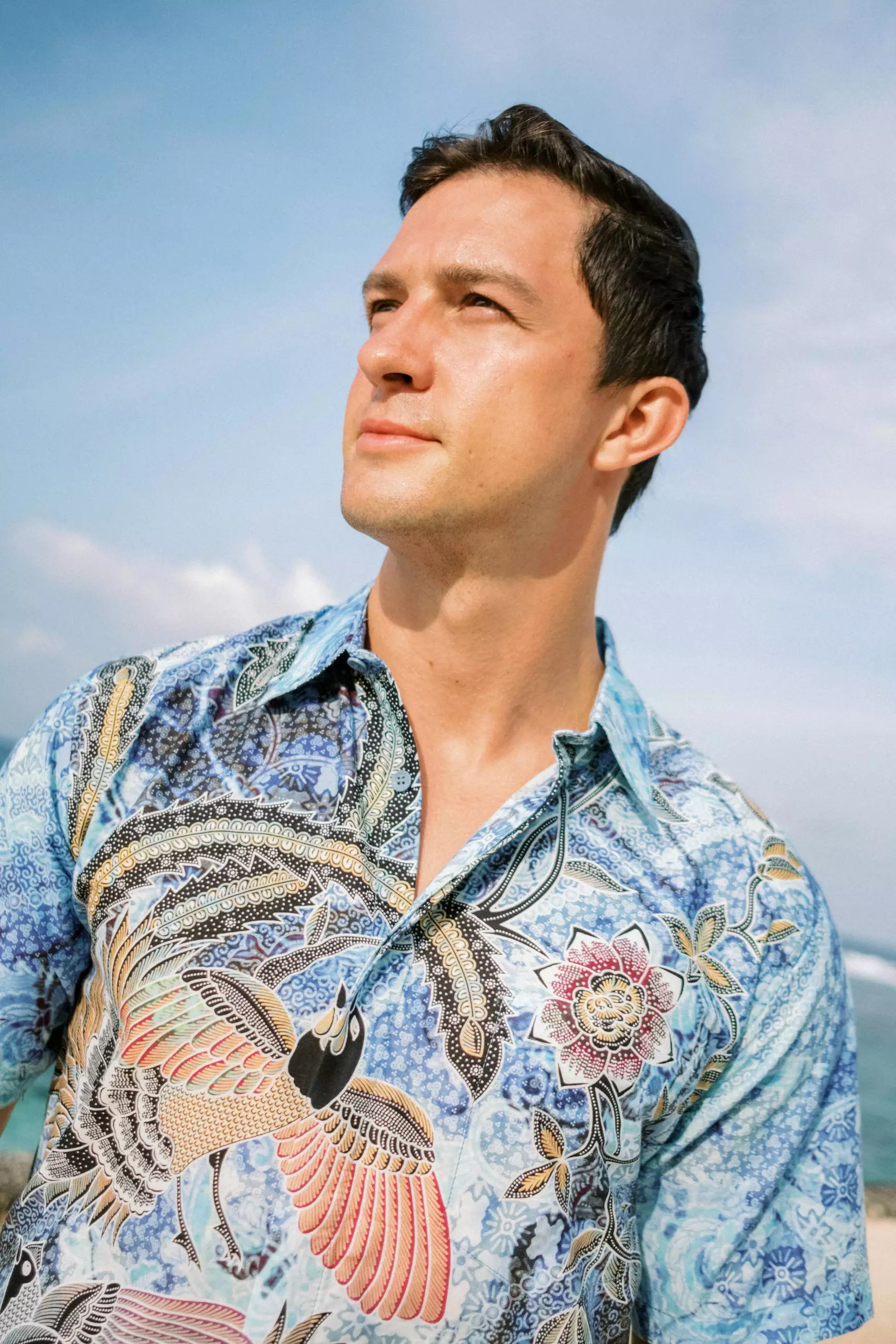 Naraya Blue Kemeja Pria  Pendek Slim Fit Digital Print