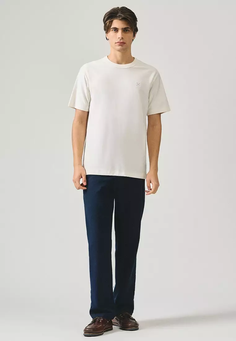 Regular Fit T-Shirt With Neck Binding Finish In Fine Ottoman