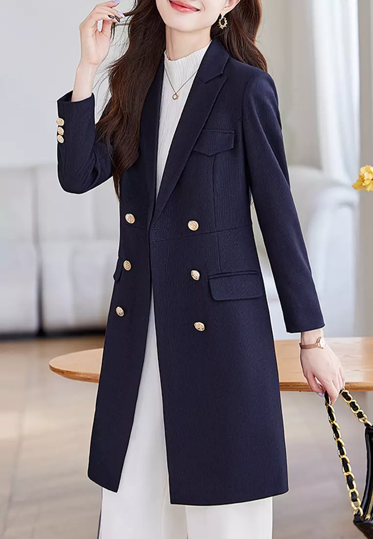 Slim Cut Blazer-style Trench Coat YGH-EM6631