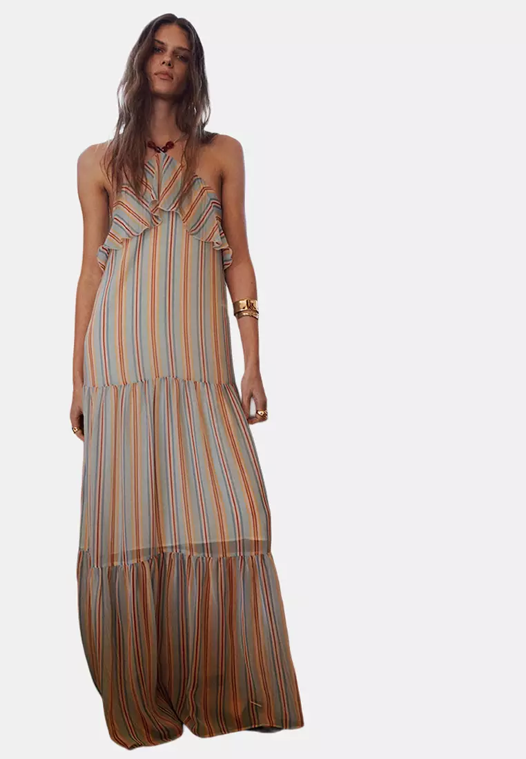 flowy maxi dress wedding Waves Maxi Dress in Blue | Off The Shoulder Flowy Maxi Dress main image 0