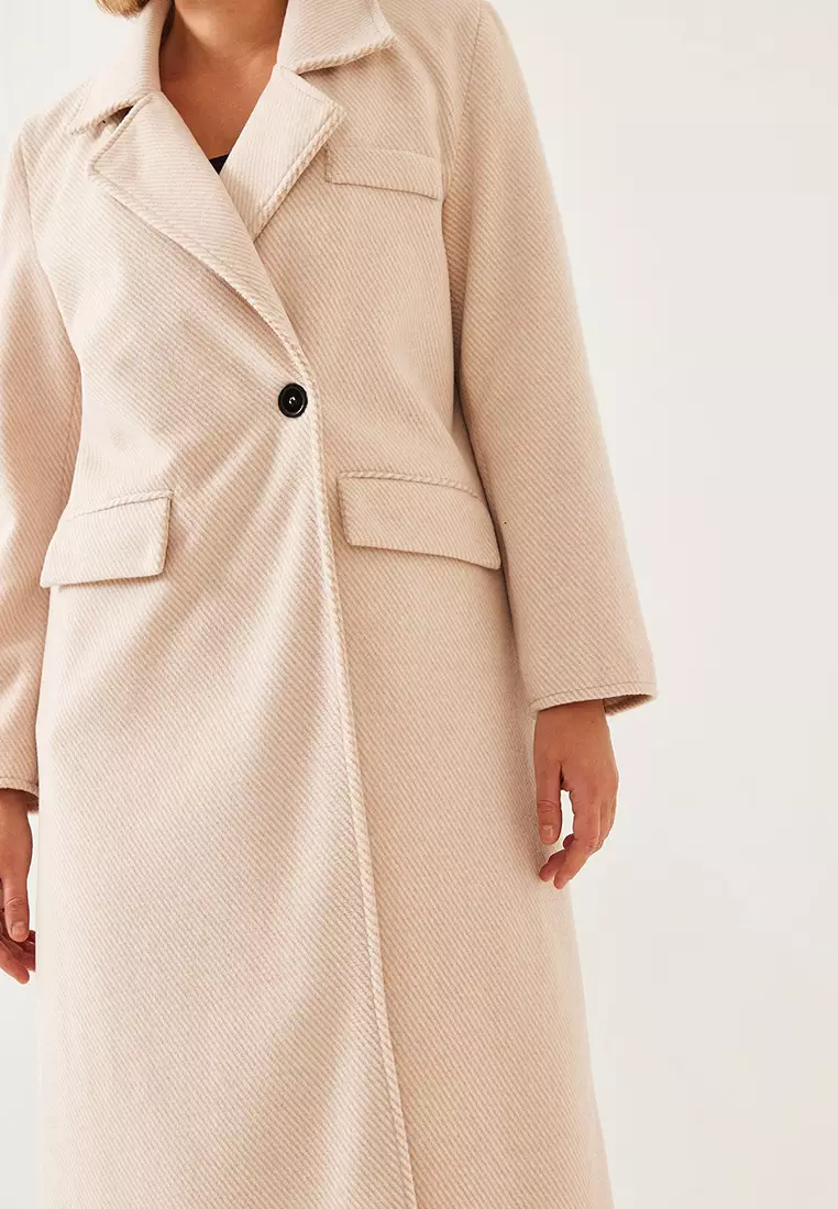 Women's Sleeve Badge Detail Long Cashmere Coat 2496 60261001