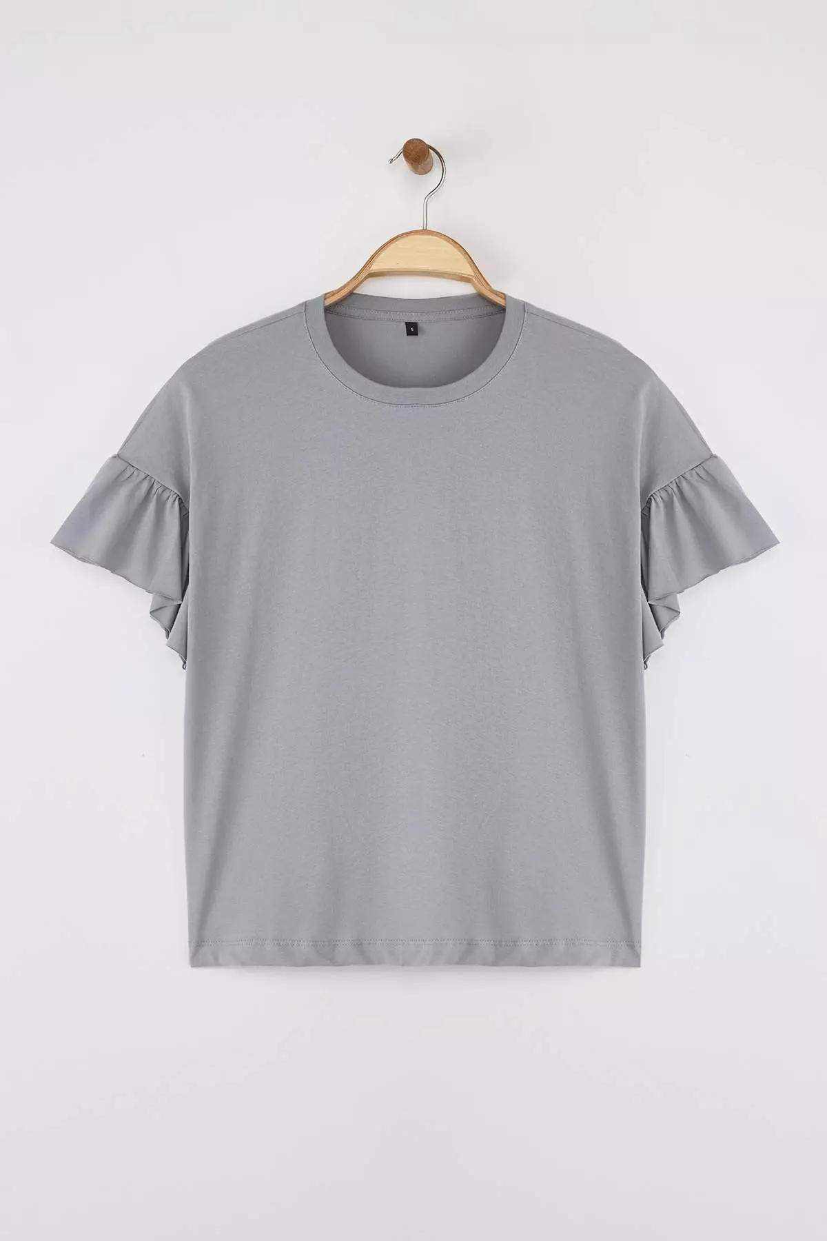 Ruffle Detailed Crew Neck T-Shirt