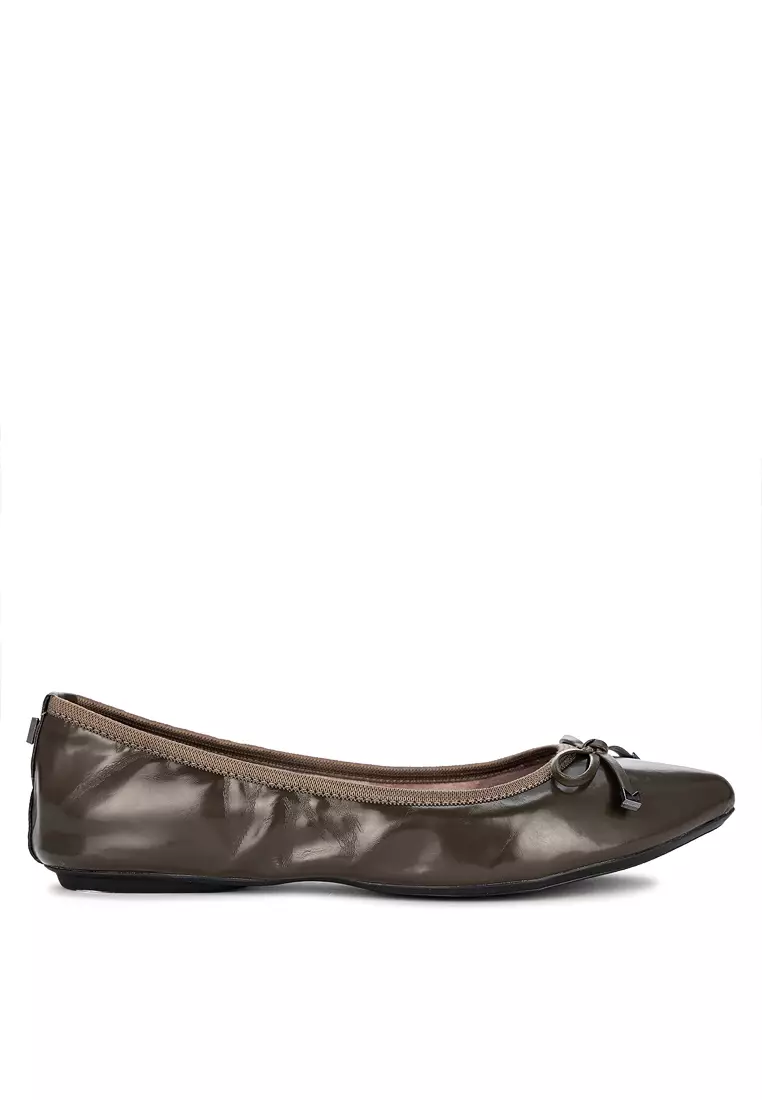 Discount on Butterfly Twists  shoes - SKU: Annie Khaki Rubberized Pointed Ballet Flats