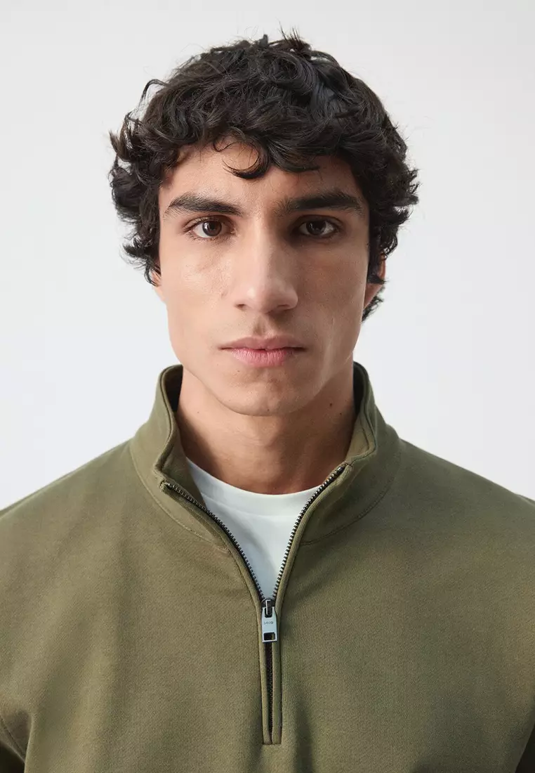 100% Cotton Zip-Neck Sweatshirt