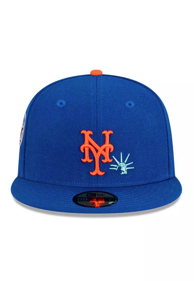 New York Baseball Hat Black Light Royal Blue Cooperstown AC New Era 59FIFTY Fitted Black | Light Royal Blue / Royal | Orangeade / 7 1/8