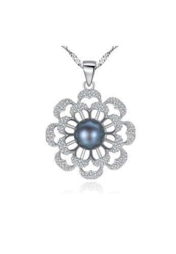 SUNRAIS silver High-grade colored stone silver flower necklace D84EAAC5FF4461GS_1