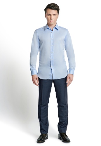 Gay Giano blue Classic Slim Fit Spread Collar Dress Shirt 183BAAAD5B43DBGS_1