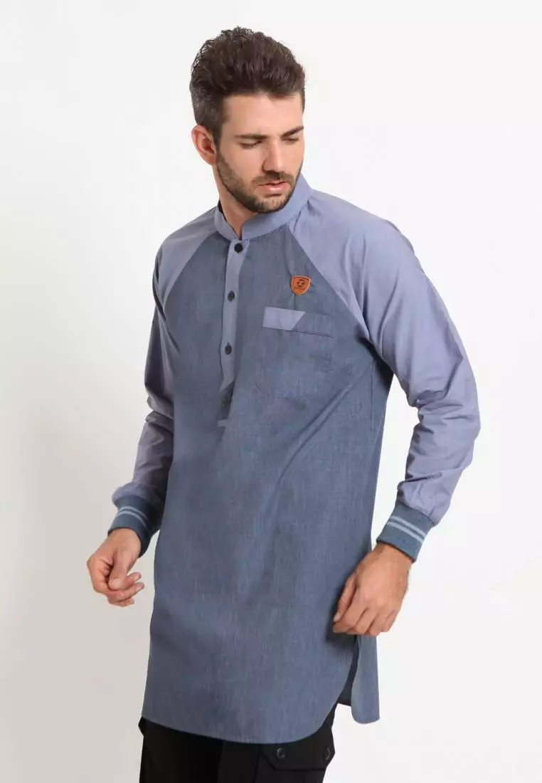 Zayidan Baju Koko Gamis Muslim Pria - Bariq Ribs Abu Misty