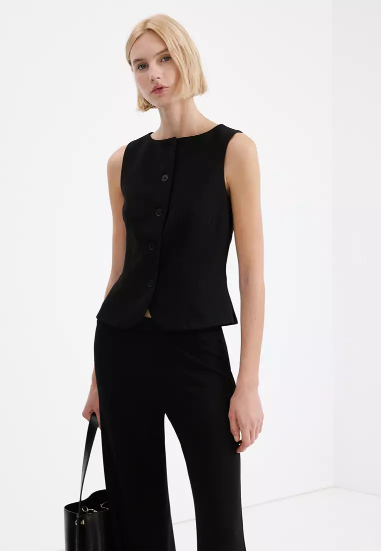 Straight Low-Rise Suit Trousers