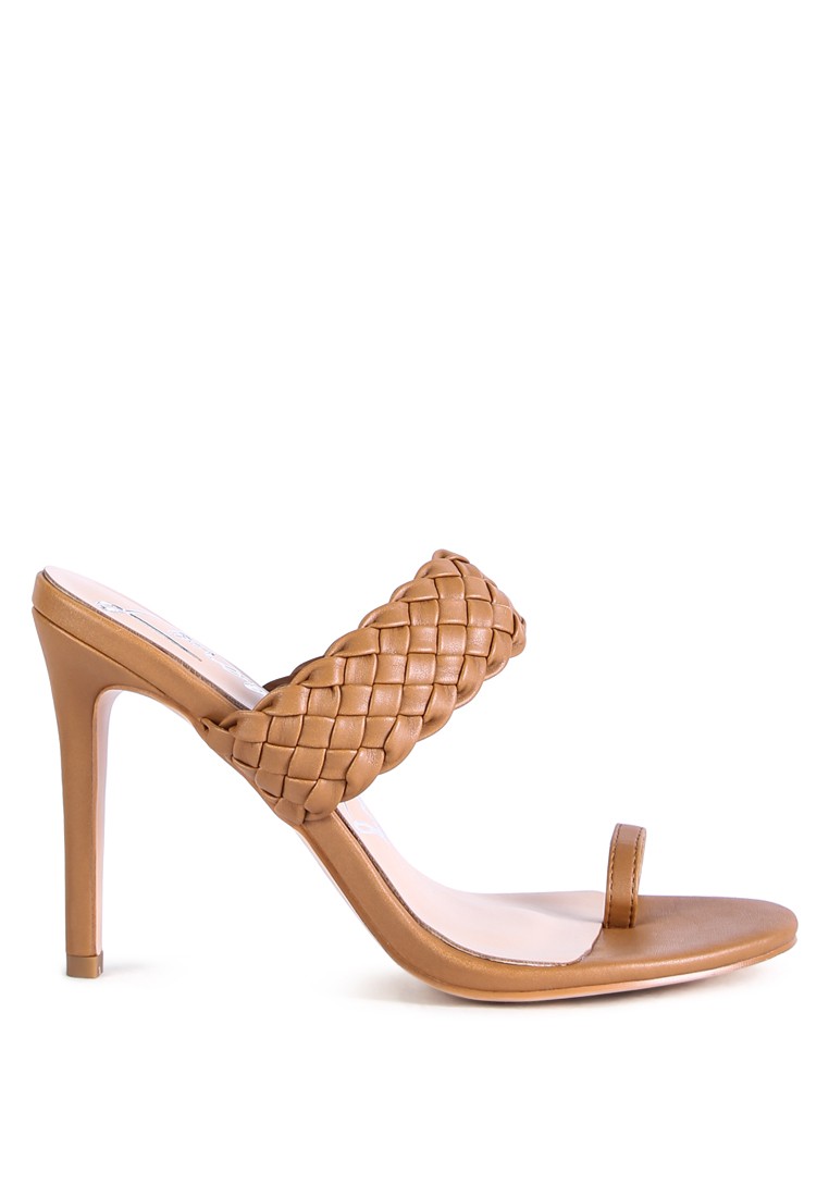 Mocha Woven Strap Toe Ring Sandals