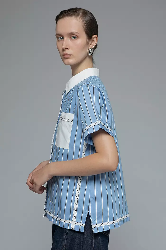 COTTONINK Studio - Atasan Kemeja Wanita Blue Striped Sano #StudioFallWinter25