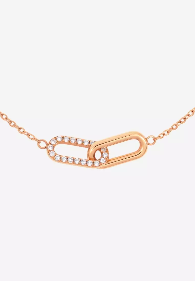 Adessa Interlocking Chain with 5A Cubic Zirconia Bracelet in Rose Gold