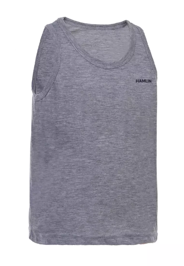 Oriel Singlet Anak Unisex Motif Polos Kids Tshirt Sleeveless Material Cotton ORIGINAL - Gray