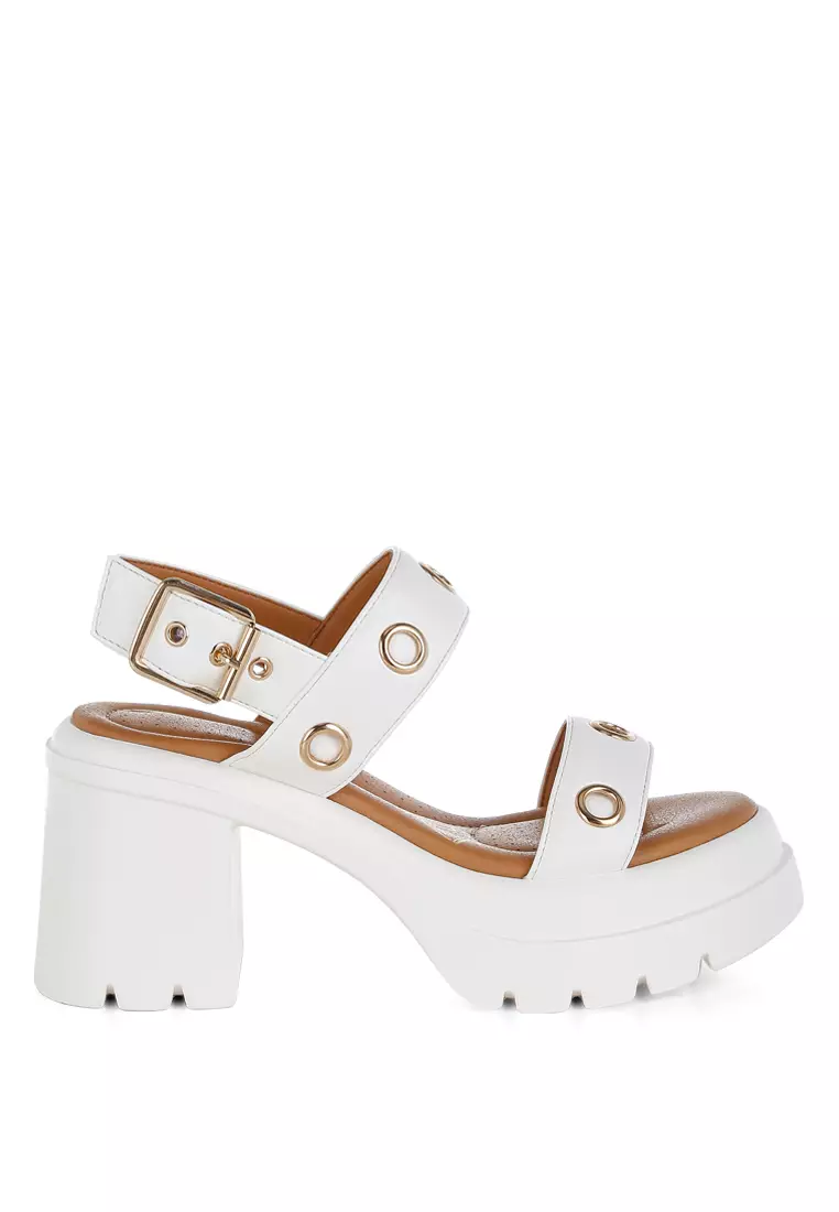 Discount on London Rag  shoes - SKU: Eyelet Detail Platform Heel Sandals in Black