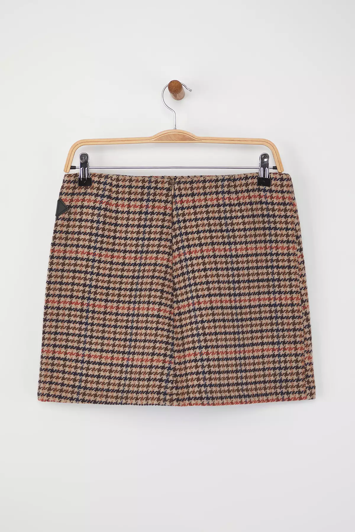 Limited Edition Brown Blue Plaid Cashmere Woven Mini Skirt