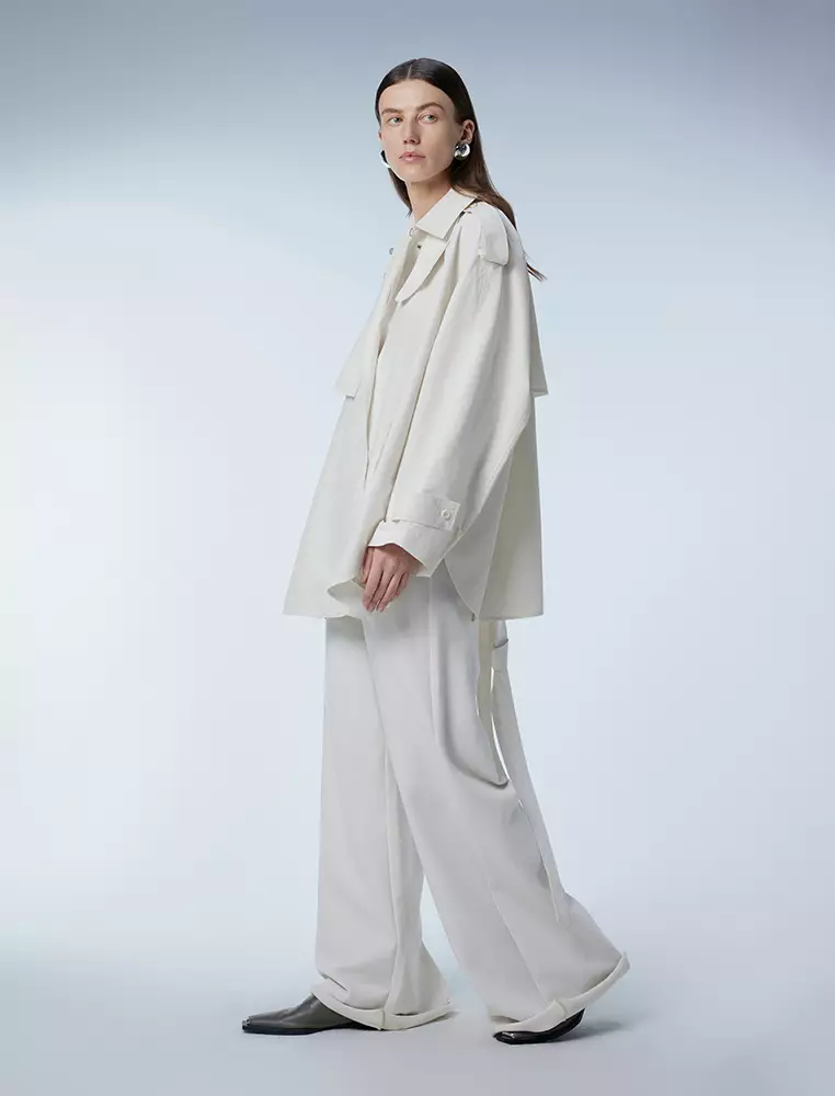 宽松长袖短款风衣