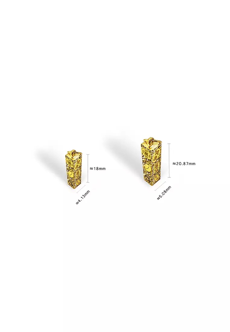 916/22K Gold Four-Sided Shattered Ice Pendant B300 (S Size)