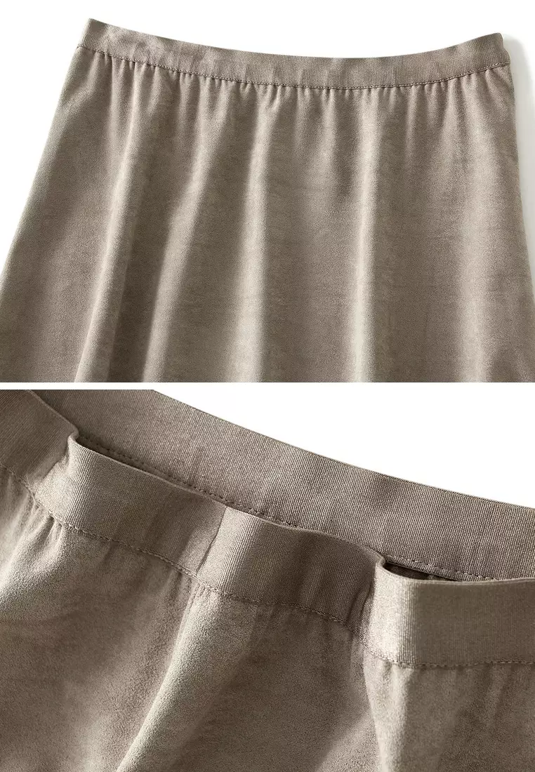 ‌Draped Suede Umbrella Skirt AF-2218